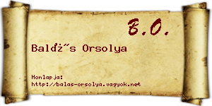 Balás Orsolya névjegykártya